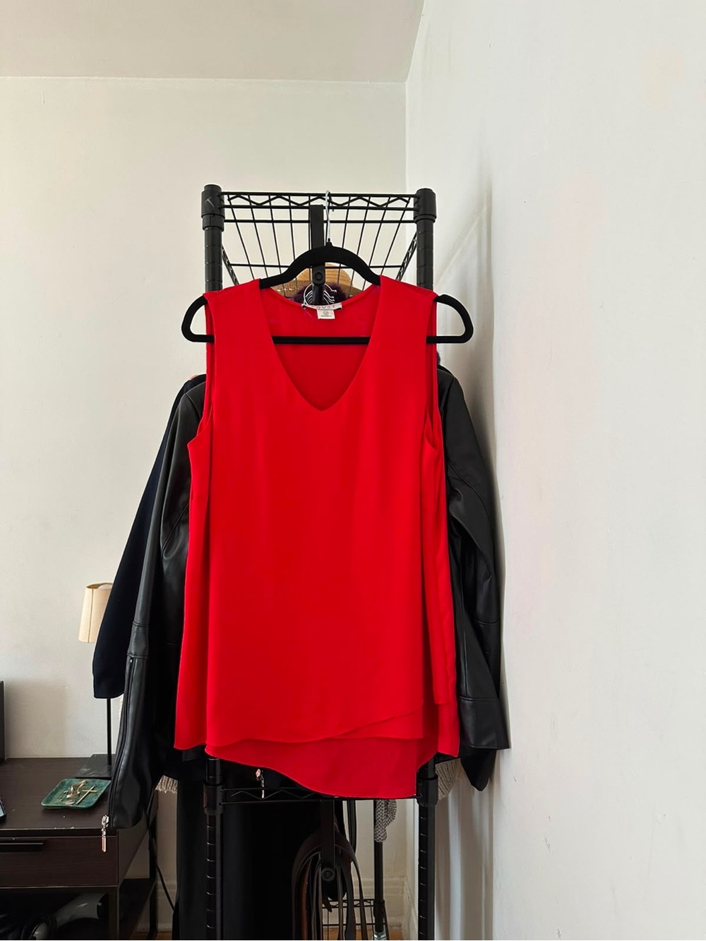 Covet Red V-Neck Sleeveless Layered Hem Camisole